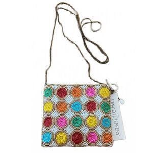 NWT DAVID JEFFERY BEADED SHOULDER BAG PURSE MULTICOLORED